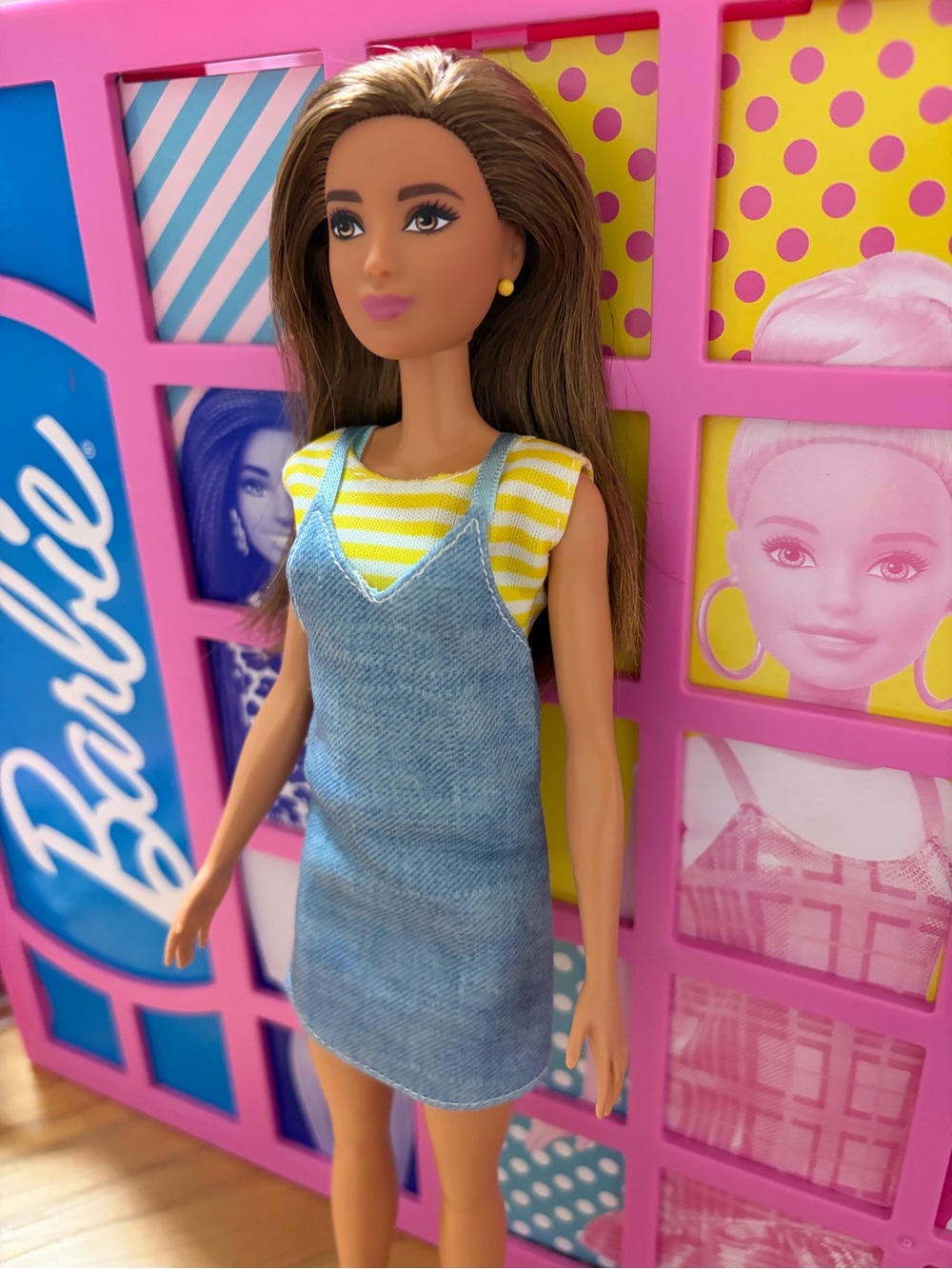 Barbie in Yellow Striped Top with Light Blue Denim Dress